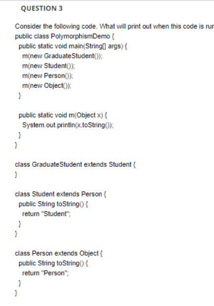 Solved QUESTION 3 Consider the following code. What will | Chegg.com