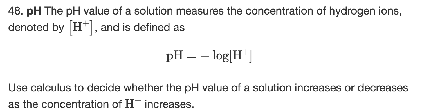 Solved 48. pH The pH value of a solution measures the | Chegg.com