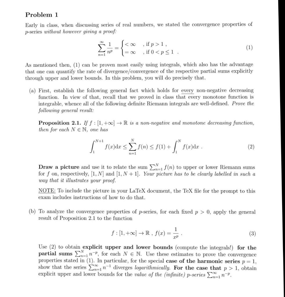 Solved Problem 1 Early in class, when discussing series of | Chegg.com