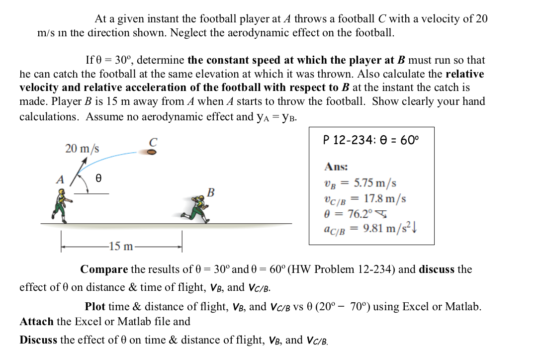 Solved At a given instant the football player at A throws a