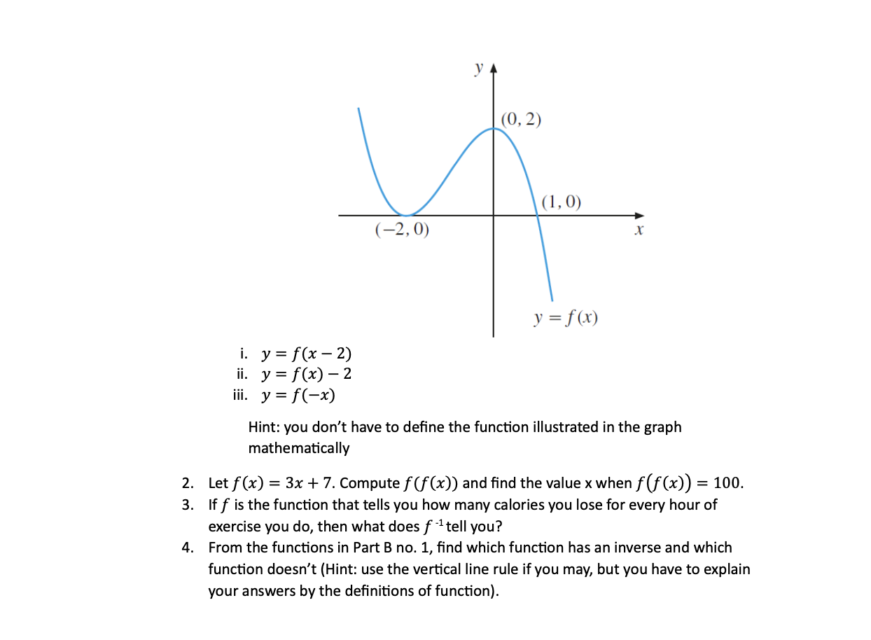 Solved C. Types and Properties of Function 1. Given the | Chegg.com