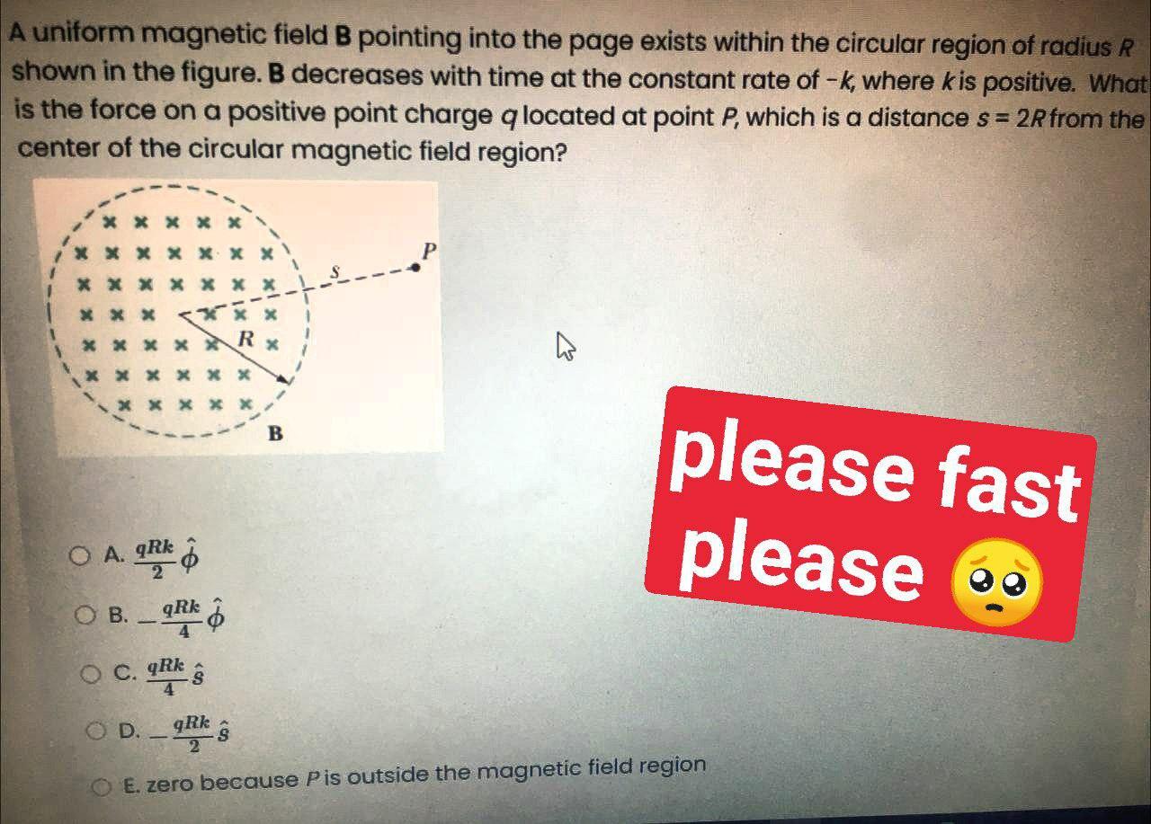 Solved A uniform magnetic field B pointing into the page | Chegg.com