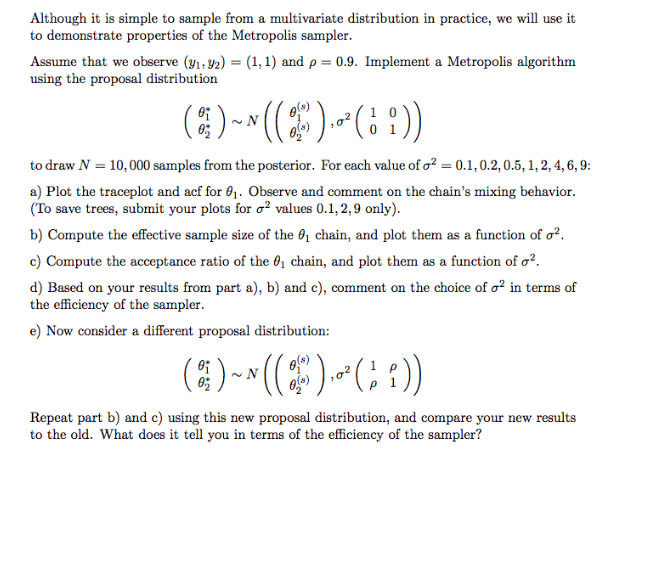 Problem 1. Gibbs Sampling in the Bivariate Normal | Chegg.com