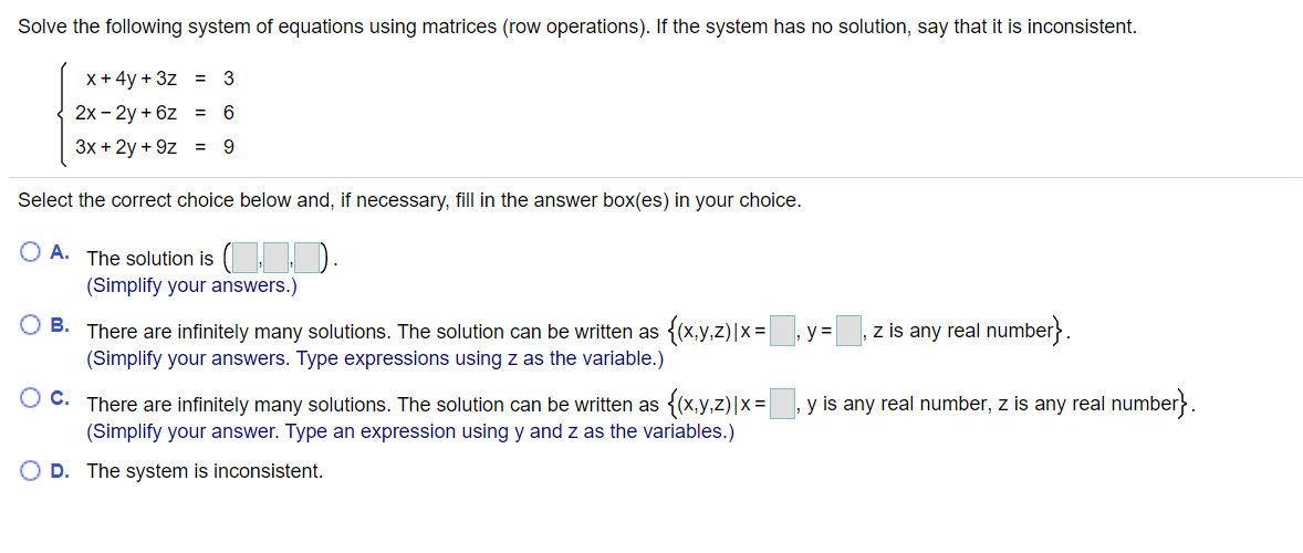 Solved Solve the following system of equations using | Chegg.com