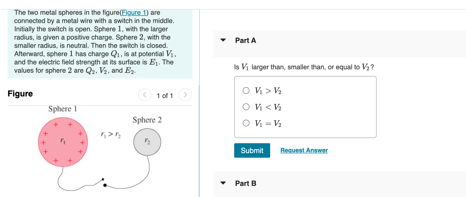 Solved The two metal spheres in the figure(Figure 1) are