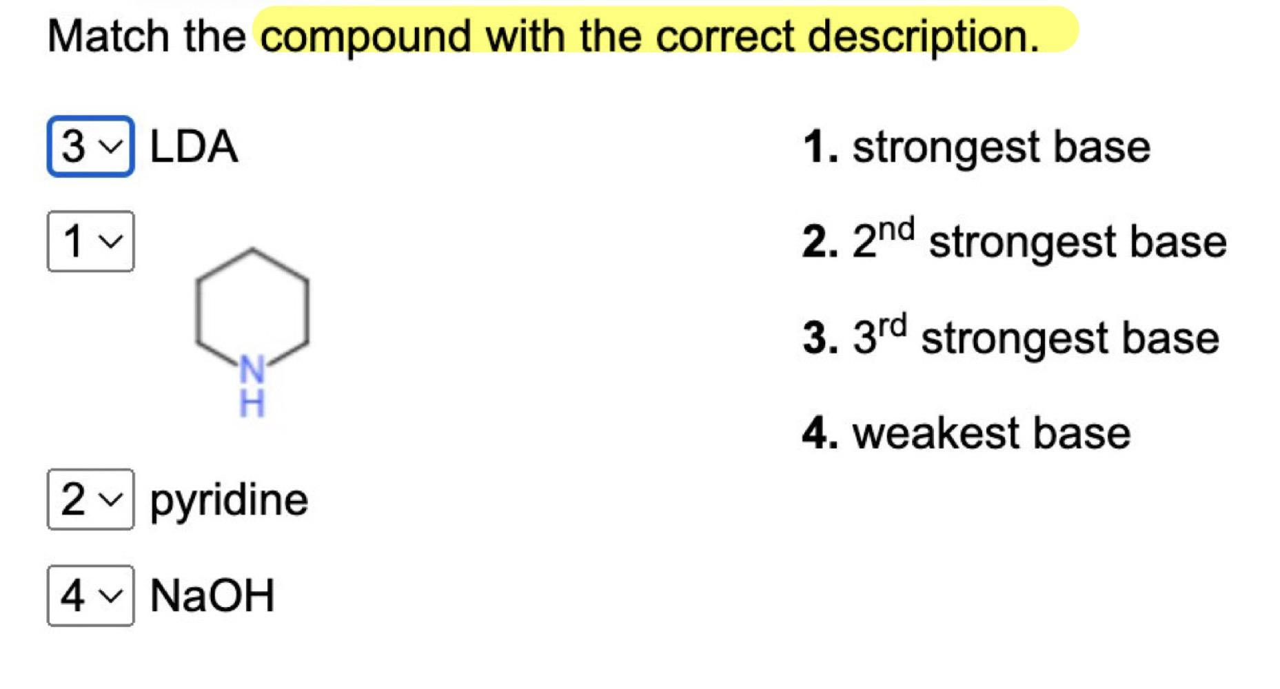 Solved Match the compound with the correct description. LDA