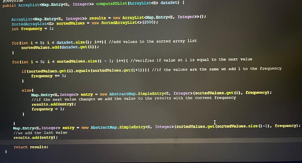 Solved public ArrayList> computerdList (ArrayList dataset) { | Chegg.com