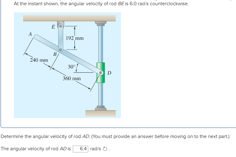 Solved At the instant shown, the angular velocity of rod BE | Chegg.com