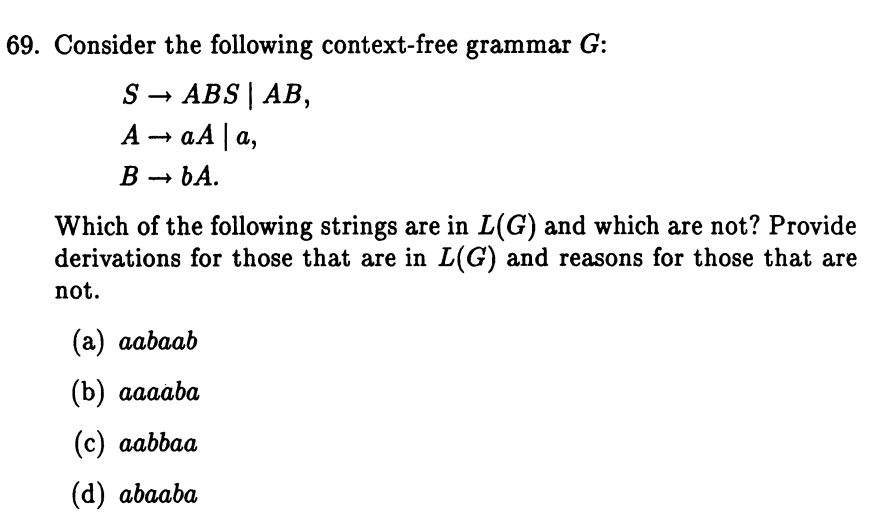 Solved 69. Consider the following context-free grammar G: S | Chegg.com