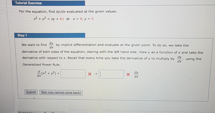 Solved Tutorial Exercise For the equation, find dy/dx | Chegg.com