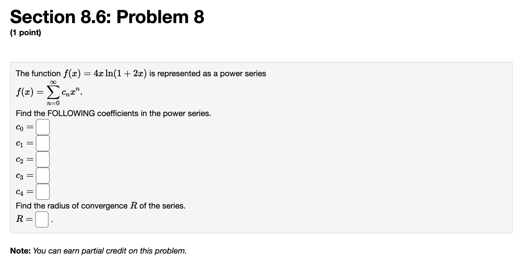 Solved Section 8.6: Problem 8 (1 Point) = The Function F(x) | Chegg.com