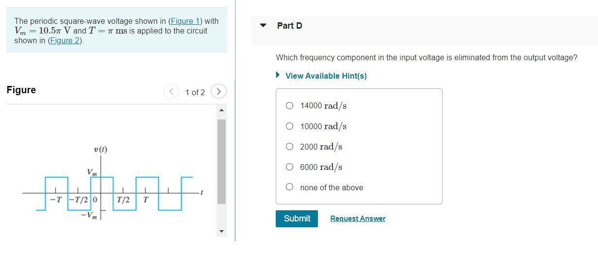 Solved Part D The periodic square-wave voltage shown in | Chegg.com