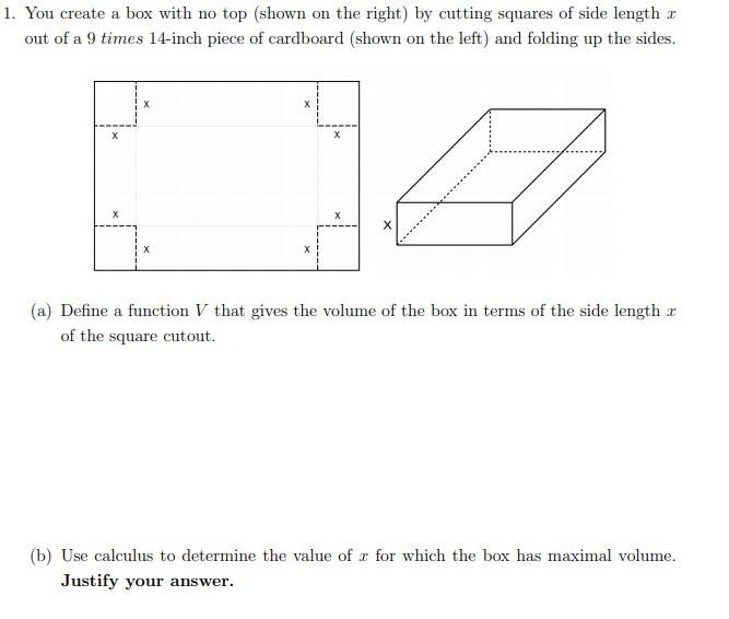 Solved 1. You create a box with no top (shown on the right) | Chegg.com