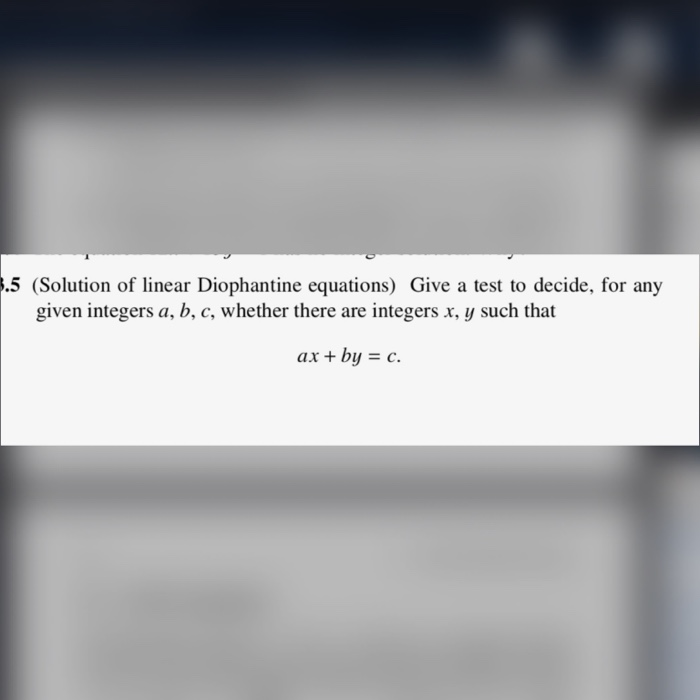 Solved .5 (Solution Of Linear Diophantine Equations) Give A | Chegg.com