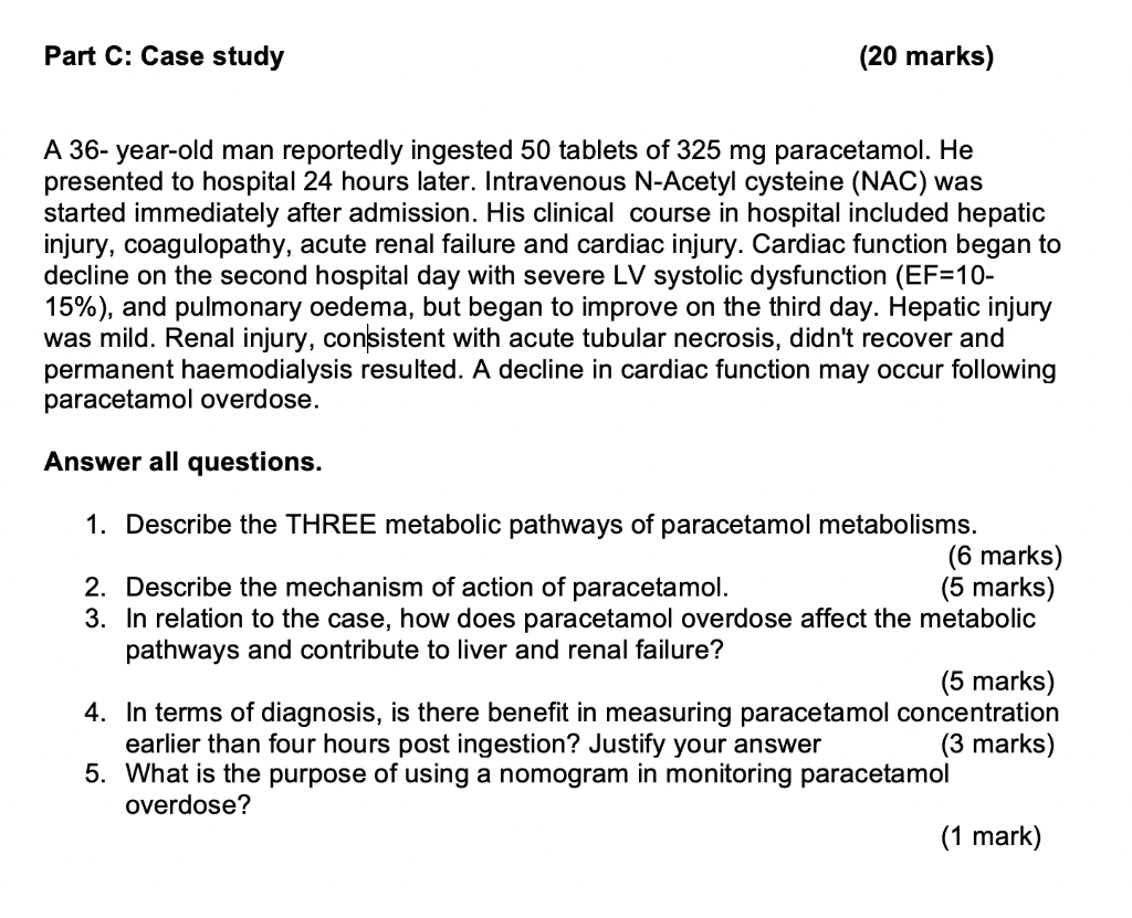 Solved Part C: Case Study (20 Marks) A 36-year-old Man | Chegg.com