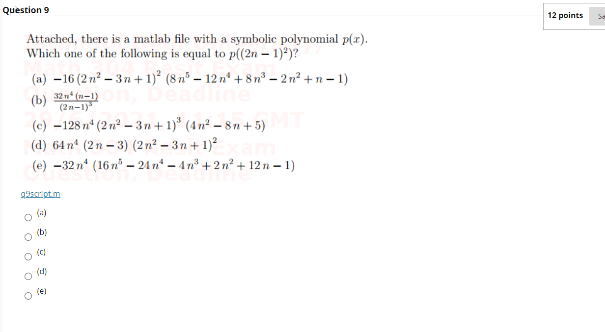 Question 9 12 Points Sa Attached There Is A Matlab Chegg Com