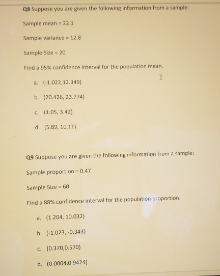 Solved Q8 Suppose you are given the following information | Chegg.com