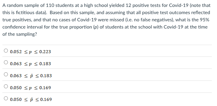 Solved A random sample of 110 students at a high school | Chegg.com