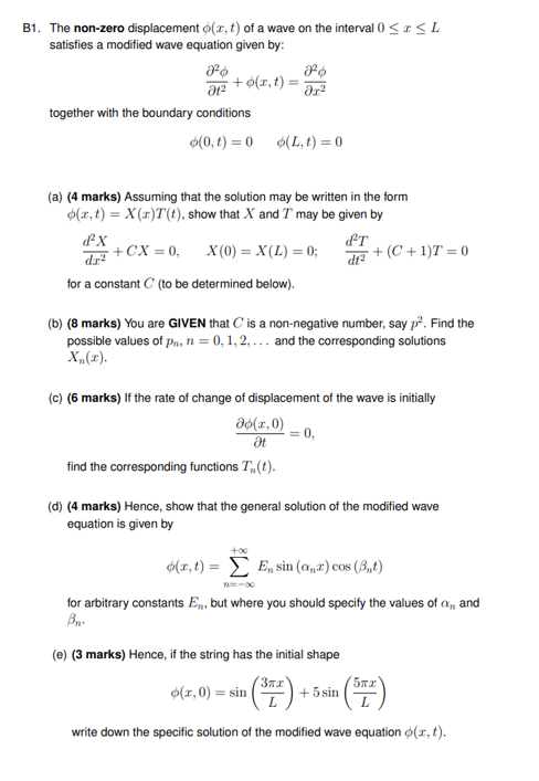 Solved 81. The non-zero displacement ϕ(x,t) of a wave on the | Chegg.com