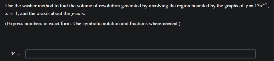 Solved Use the washer method to find the volume of | Chegg.com