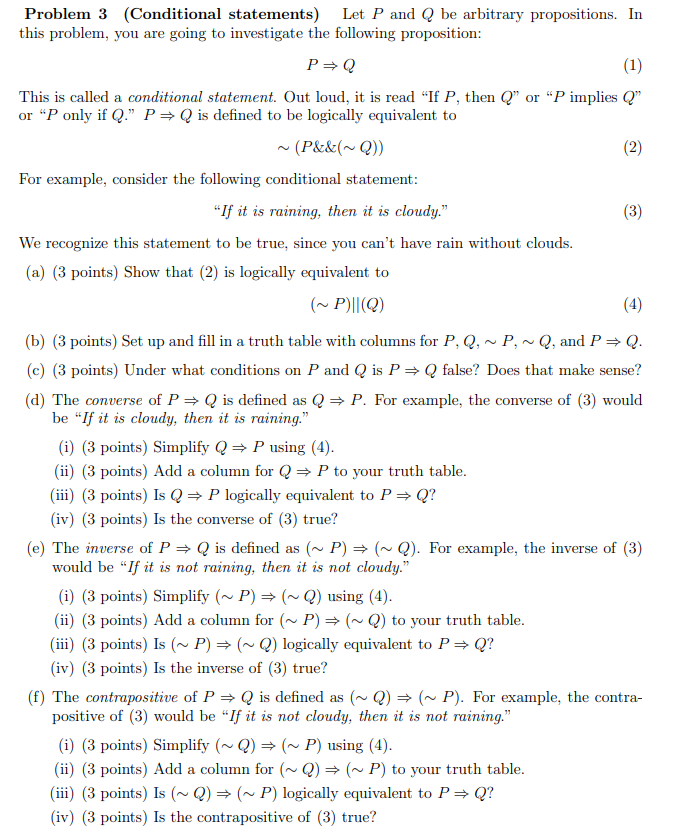 Problem 3 Conditional Statements Let P And Q Be Chegg Com