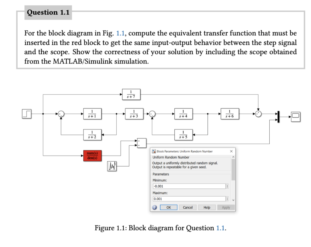 Solved For the block diagram in Fig. 1.1, compute the | Chegg.com