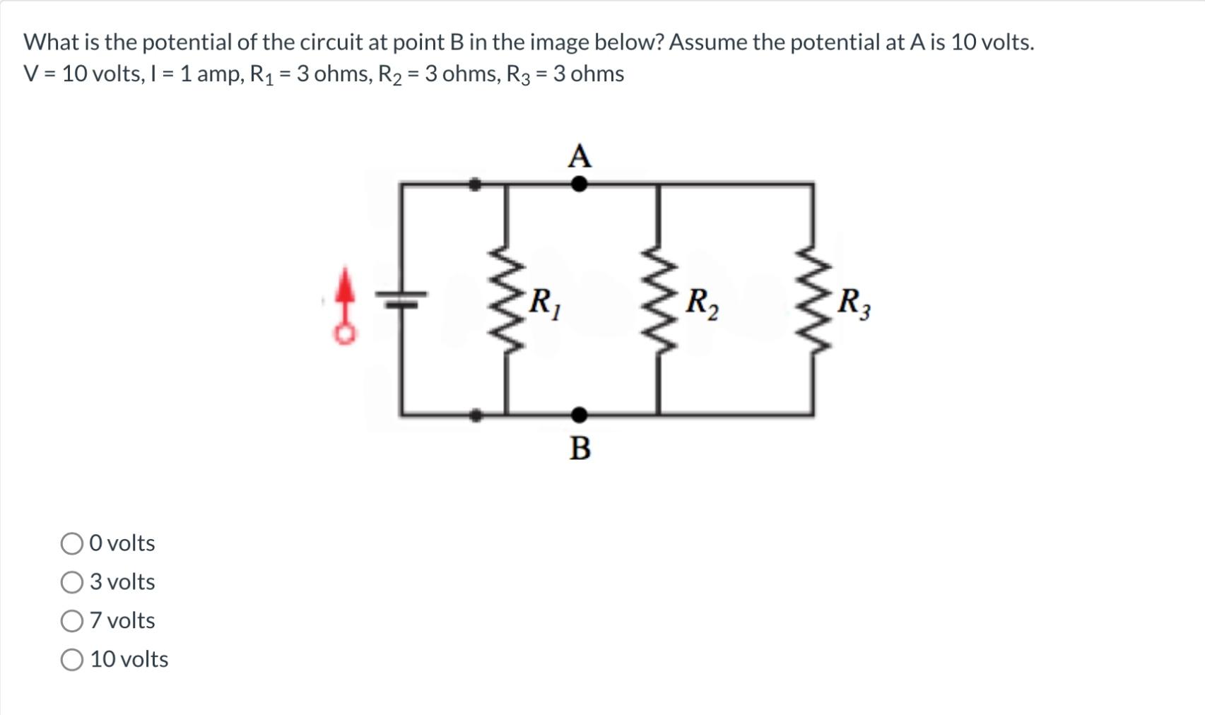 Solved What Is The Potential Of The Circuit At Point B In | Chegg.com