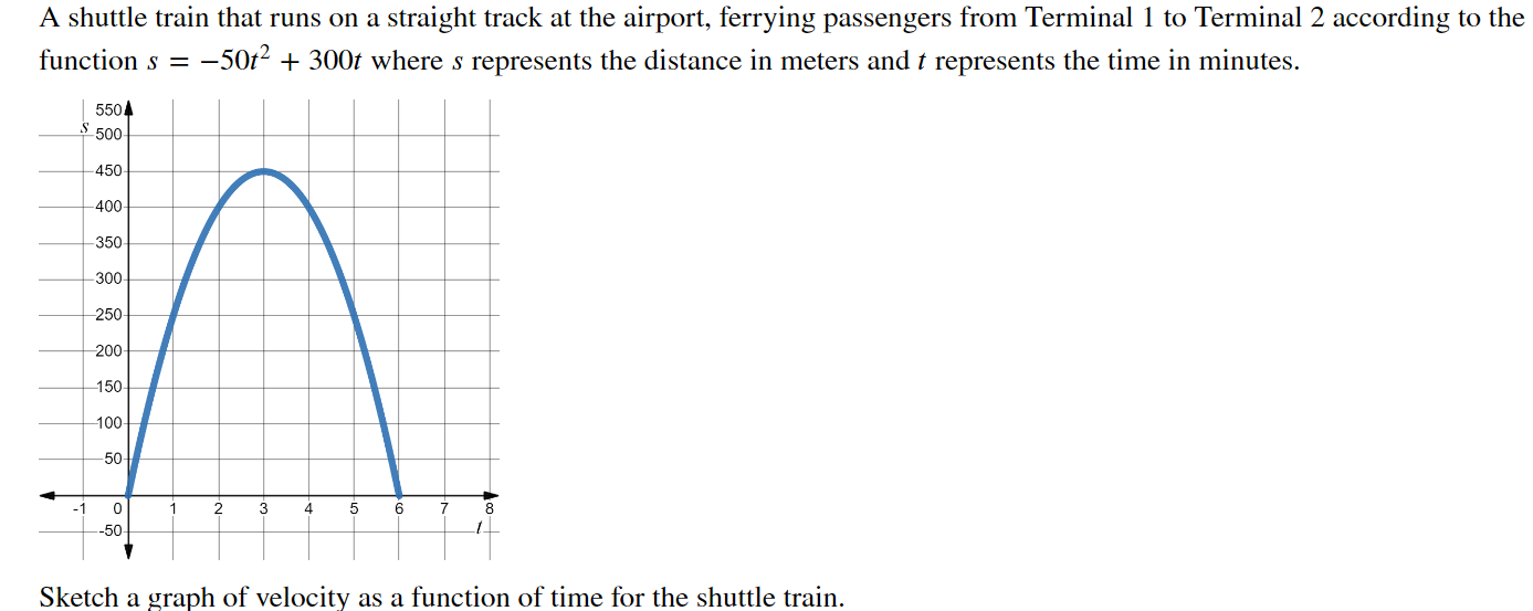 Solved A shuttle train that runs on a straight track at the | Chegg.com