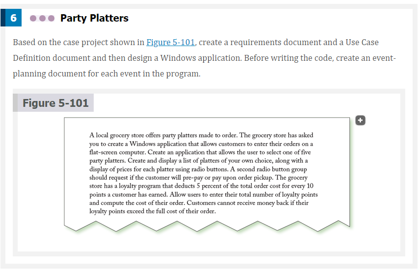 Solved 6 ... Party Platters Based on the case project shown | Chegg.com