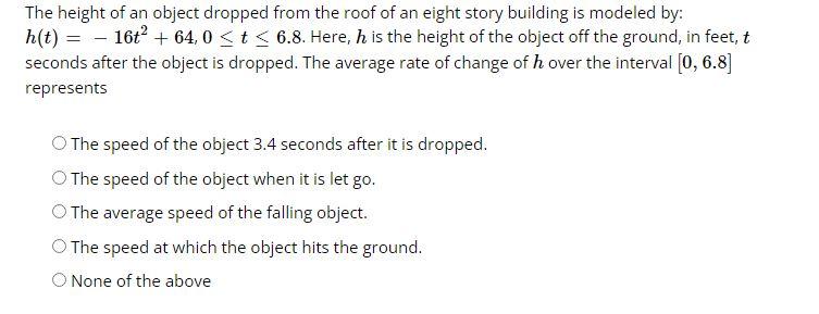 Solved The Height Of An Object Dropped From The Roof Of An | Chegg.com