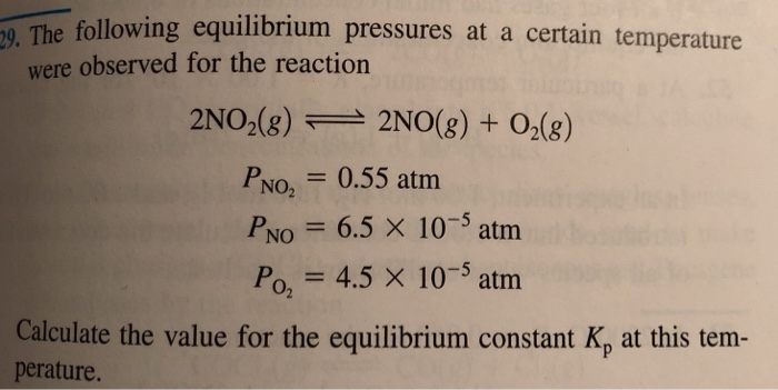 Solved The following equilibrium pressures at a certain | Chegg.com