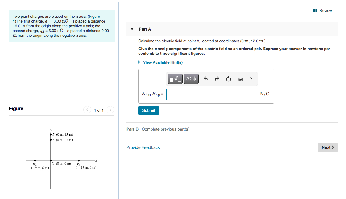 Solved Review Two point charges are placed on the x axis. | Chegg.com