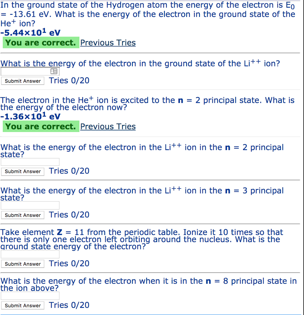 Solved In the ground state of the Hydrogen atom the energy | Chegg.com