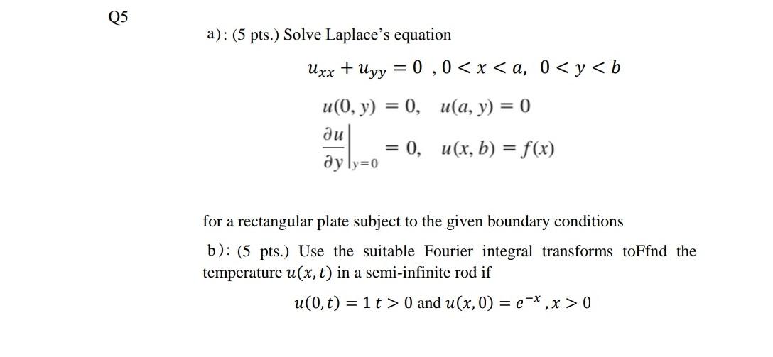 Solved Q5 A 5 Pts Solve Laplace S Equation Uxx Uyy