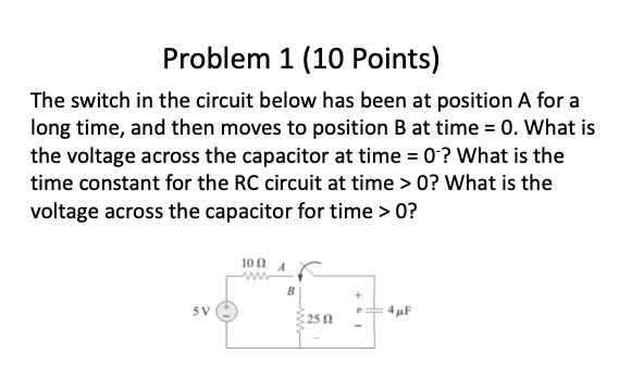 Solved Problem 1 (10 Points) The switch in the circuit below | Chegg.com