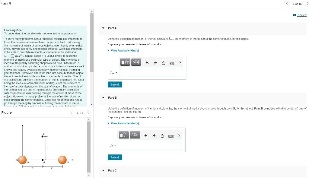 Solved Item 8 Learning Goal: Part A To understand the | Chegg.com