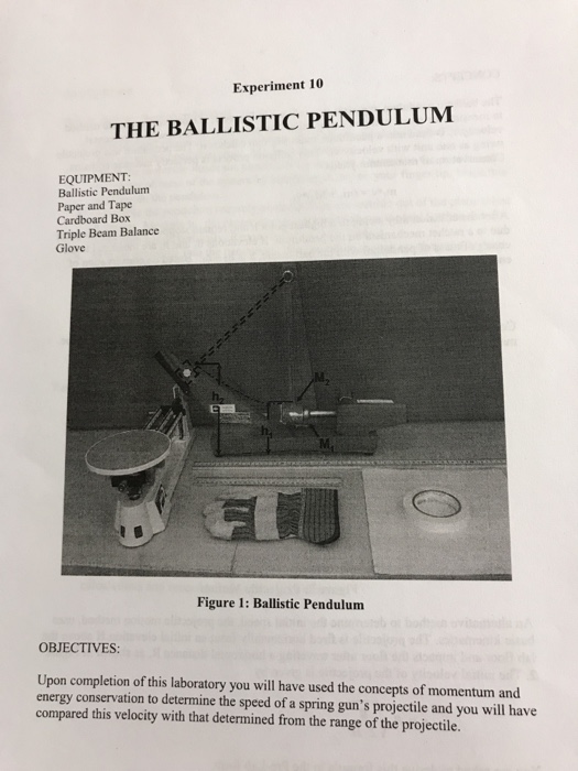 Solved Experiment 10 THE BALLISTIC PENDULUM EQUIPMENT | Chegg.com