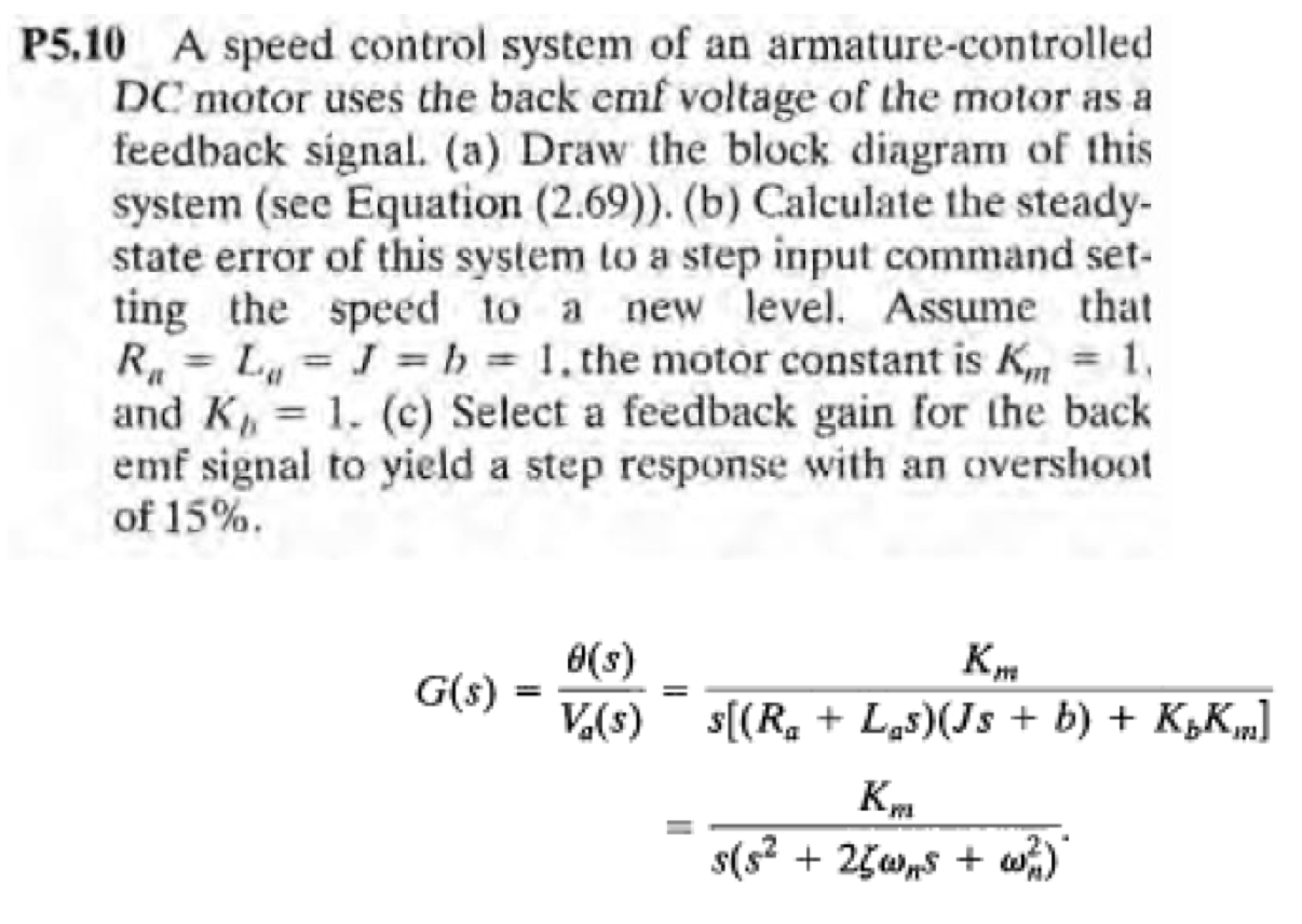 Solved P5.10 A speed control system of an