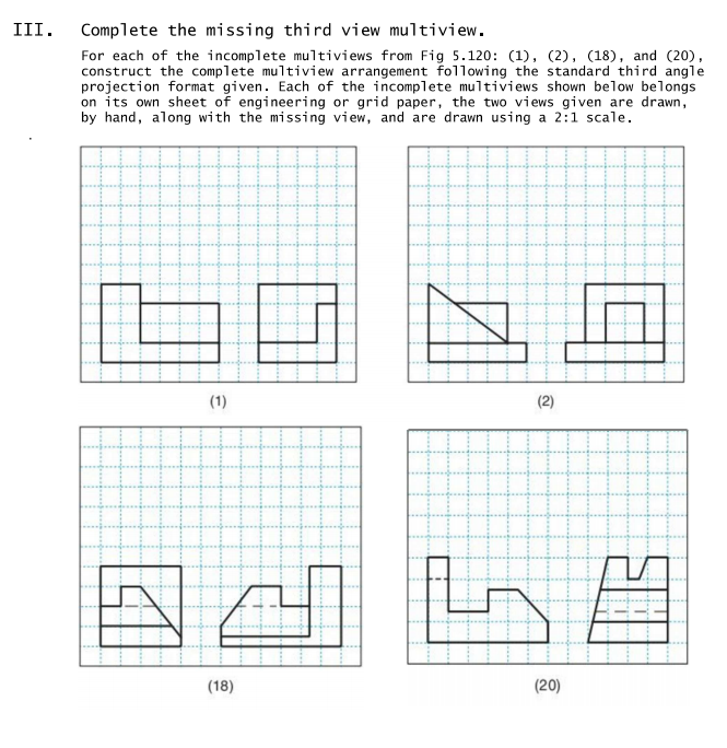 Solved III. Complete the missing third view multiview. For | Chegg.com