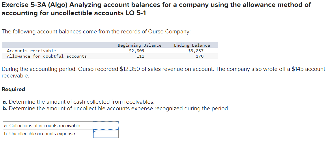 Solved Exercise 5-3A (Algo) Analyzing account balances for a | Chegg.com