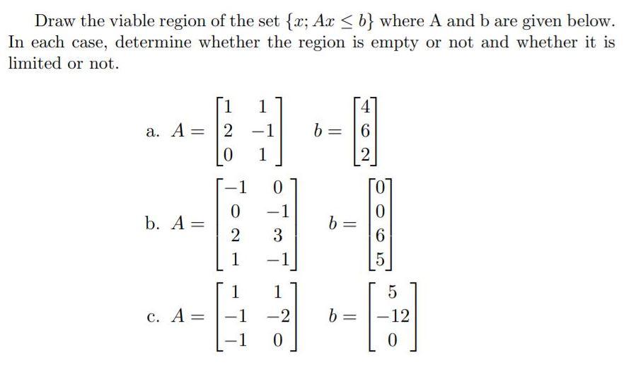 Solved Draw the viable region of the set {x; Ar | Chegg.com