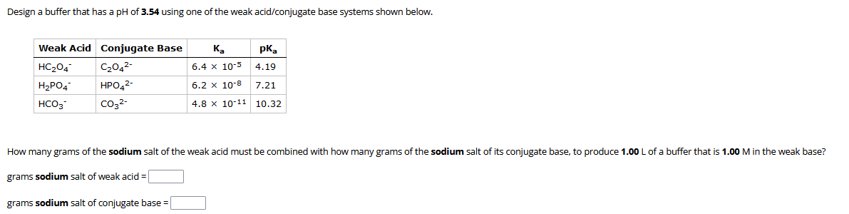 Solved Design a buffer that has a pH of | Chegg.com