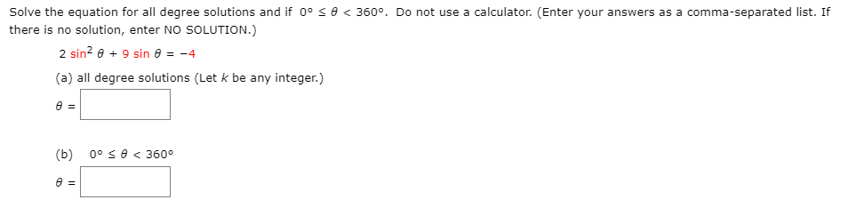 Solved Solve the equation for all degree solutions and if 0° | Chegg.com