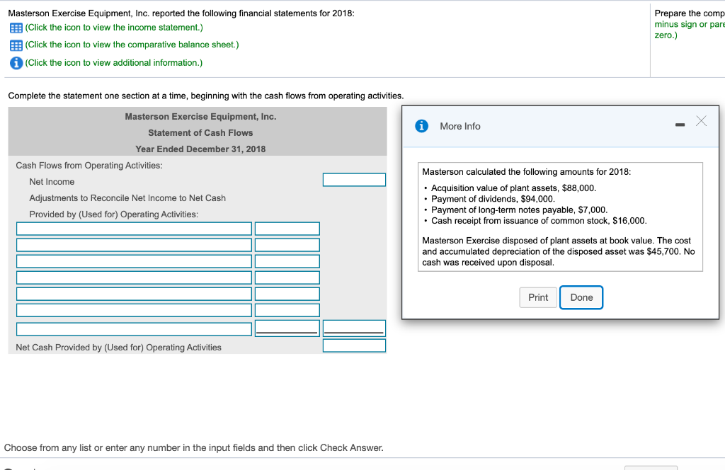 Solved Masterson Exercise Equipment, Inc. reported the