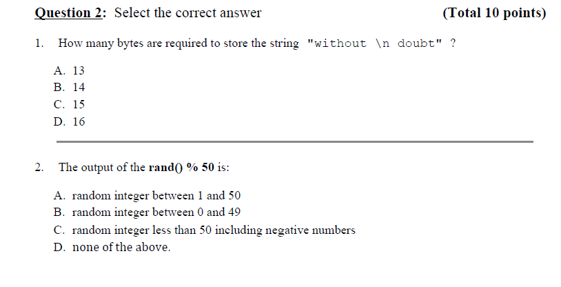 How many bytes for …?