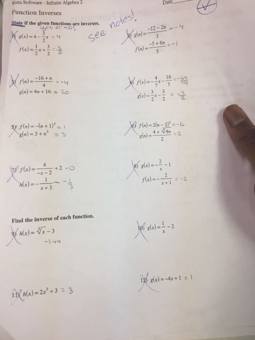 algebra 2 worksheet inverses of functions more domain and range