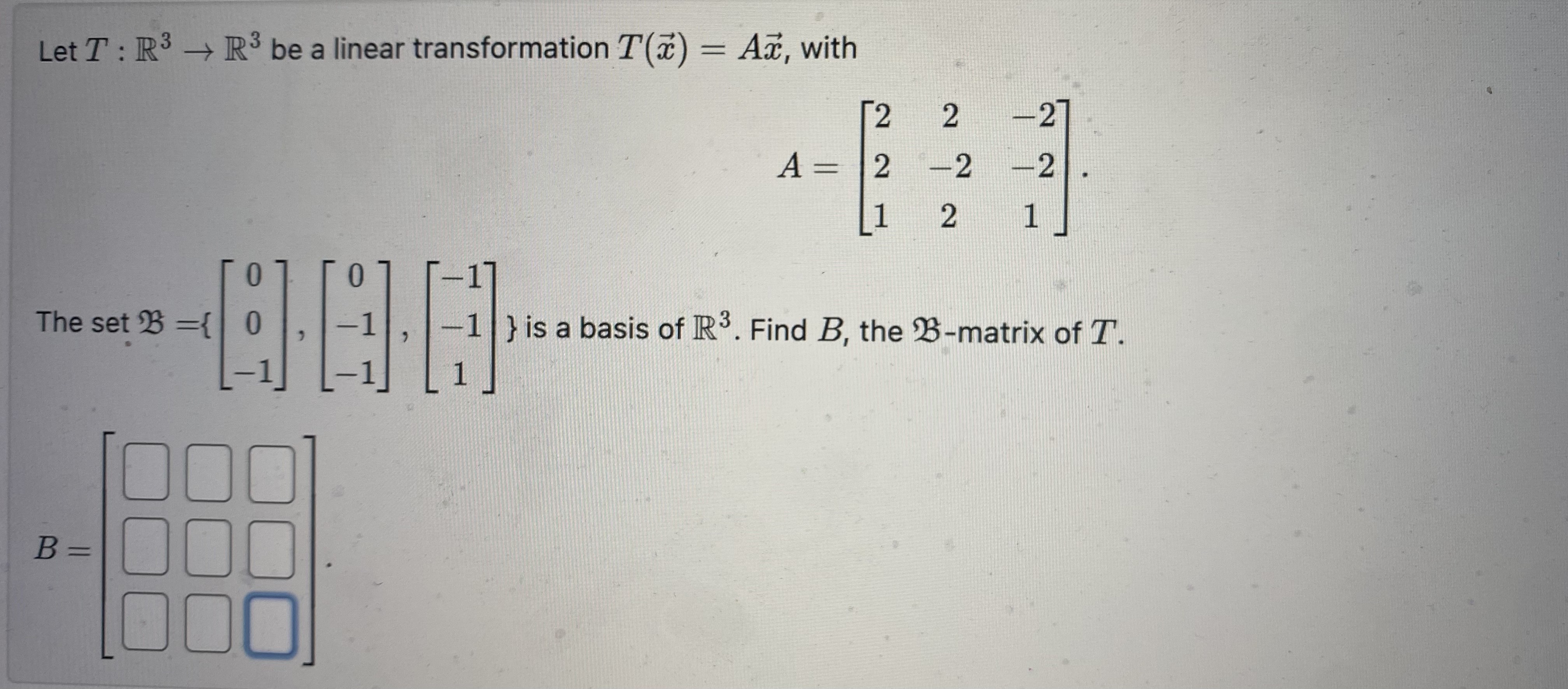 Solved Let T:R3→R3 Be A Linear Transformation T(x)=Ax, With | Chegg.com