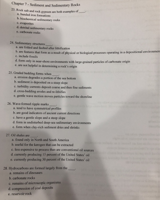 Solved Chapter 7-Sediment and Sedimentary Roc ks 23. Rock | Chegg.com