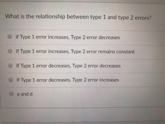 Solved What is the relationship between type 1 and type 2 | Chegg.com