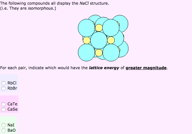Solved The following compounds all display the NaCl | Chegg.com